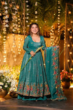 Royal Rama Designer Anarkali Gown with Multi Embroidery Work