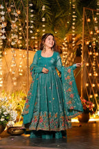 Royal Rama Designer Anarkali Gown with Multi Embroidery Work