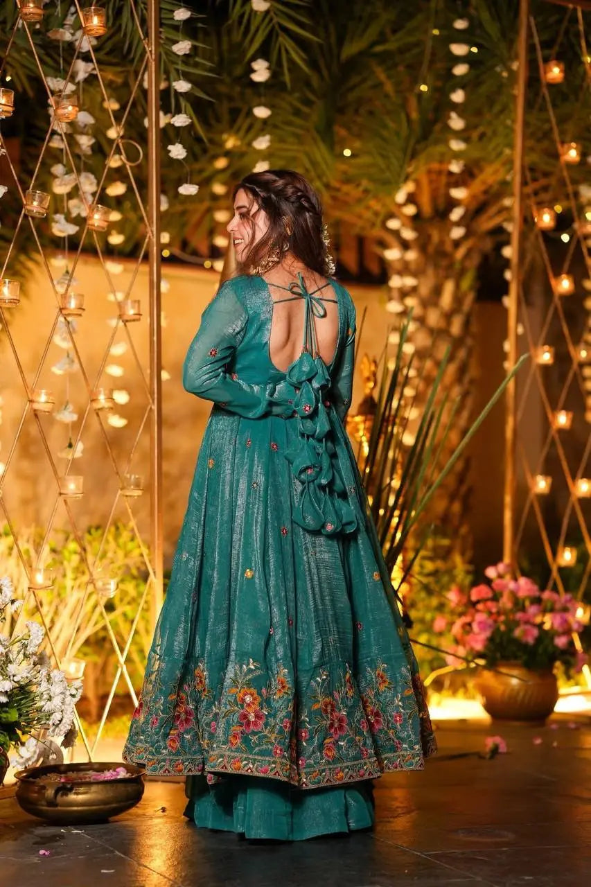 Royal Rama Designer Anarkali Gown with Multi Embroidery Work