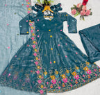 Royal Rama Designer Anarkali Gown with Multi Embroidery Work