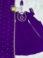 Premium Full-Flare Roman Chanderi Anarkali with Side Zipper & Back Tassel