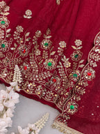 Maroon Festive Anarkali Suit Set for Karwa Chauth, Wedding & Traditional Occasions