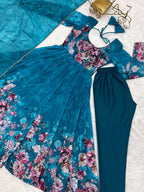 Festive Ready Organza Silk Anarkali with Pant matching dupatta