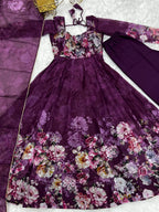 Premium Wine Organza Anarkali with Elegant Gota Patti Lace Dupatta