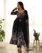 Timeless Black Organza Anarkali Set for Festive Evenings