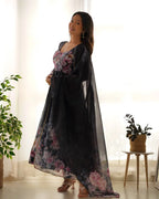 Timeless Black Organza Anarkali Set for Festive Evenings