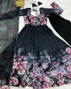 Timeless Black Organza Anarkali Set for Festive Evenings