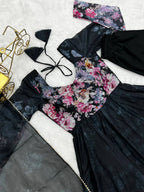 Timeless Black Organza Anarkali Set for Festive Evenings