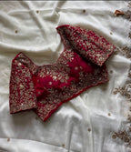 Beautiful Rangoli Silk Embroidered Saree with Diamond Silk Blouse - Karwa Chauth Festive Wear