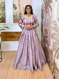 Pure Chinon Embroidered Lehenga Choli with Matching Koti