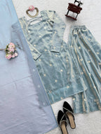 Sky Blue Designer Palazzo Suit with Dupatta for Wedding & Festive Glamour