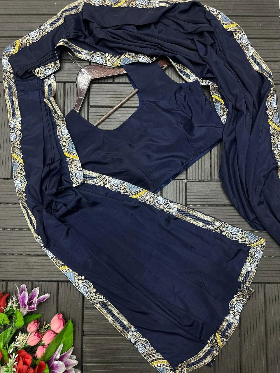 Designer Ready-to-Wear Saree with Embroidered Jacket & Blouse