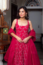 Graceful Thread & Sequence Embroidered Anarkali Suit With Pant and Dupatta