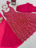 Graceful Thread & Sequence Embroidered Anarkali Suit With Pant and Dupatta