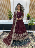 Party Wear Heavy Faux Georgette Gown with Sequence Embroidery Dupatta