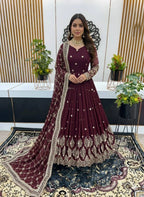 Party Wear Heavy Faux Georgette Gown with Sequence Embroidery Dupatta