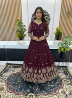 Party Wear Heavy Faux Georgette Gown with Sequence Embroidery Dupatta