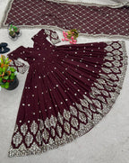 Party Wear Heavy Faux Georgette Gown with Sequence Embroidery Dupatta