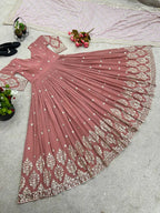 Stylish Heavy Faux Georgette Gown Set with Micro Cotton Inner & Dupatta