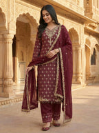 Luxury GMY Silk Embroidered Top and Pant Set for Women