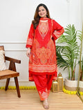 Diwali Special Premium Muslin Printed Suit Set with Mirror Work & Lace Dupatta - Festive Wear