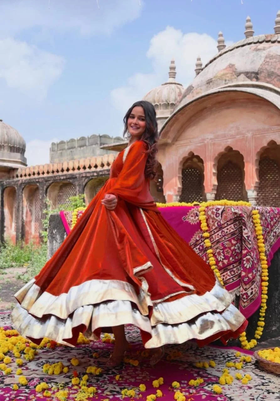 Elegant Heavy Fendy Silk Anarkali with Pant & Fancy Dupatta