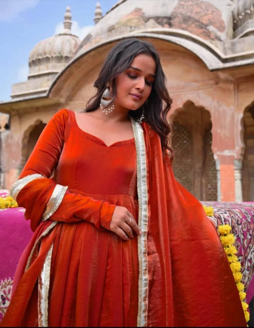Elegant Heavy Fendy Silk Anarkali with Pant & Fancy Dupatta