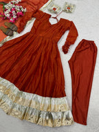 Elegant Heavy Fendy Silk Anarkali with Pant & Fancy Dupatta