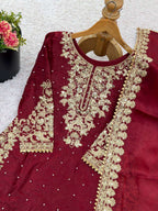 Stunning Red Traditional Wear Kurti Plazzo Set for Eid Glam