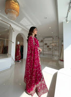Elegant Pure GMY Silk Heavy Embroidered Top & Plazzo Set