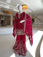 Elegant Pure GMY Silk Heavy Embroidered Top & Plazzo Set