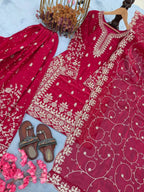 Elegant Pure GMY Silk Heavy Embroidered Top & Plazzo Set