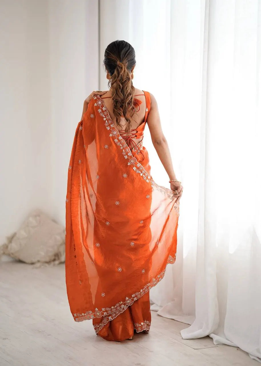 Premium Fendy Silk Saree with Thread & Sequin Work