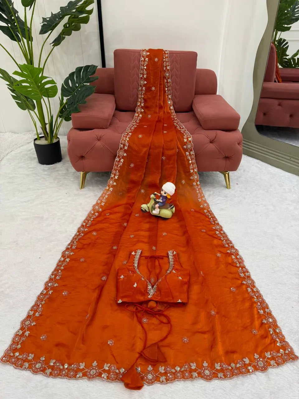 Premium Fendy Silk Saree with Thread & Sequin Work