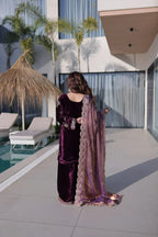 Premium Ice Velvet Zari Embroidery Top with Palazzo & Fendi Dupatta