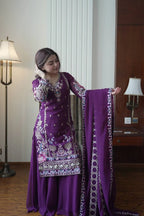 Festive Wear Fox Georgette Kurti Plazzo Set with Sequence Work