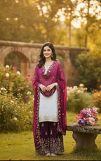 Elegant Gmy Silk Embroidered Top Sharara Set for Festive Wear