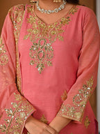 Trending Eid Special Silk Embroidered Kurti Sharara Set Outfit