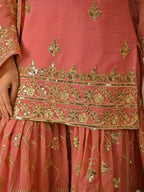 Trending Eid Special Silk Embroidered Kurti Sharara Set Outfit