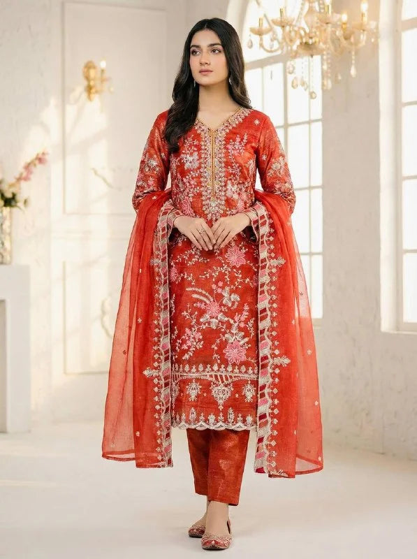 Designer Crunchy Silk Suit Set with Heavy Sequin Embroidery
