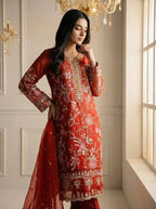 Designer Crunchy Silk Suit Set with Heavy Sequin Embroidery