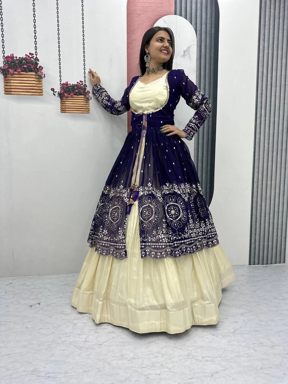 Festive Wear Simar Cosmos Lehenga Set with Heavy Embroidered Shrug