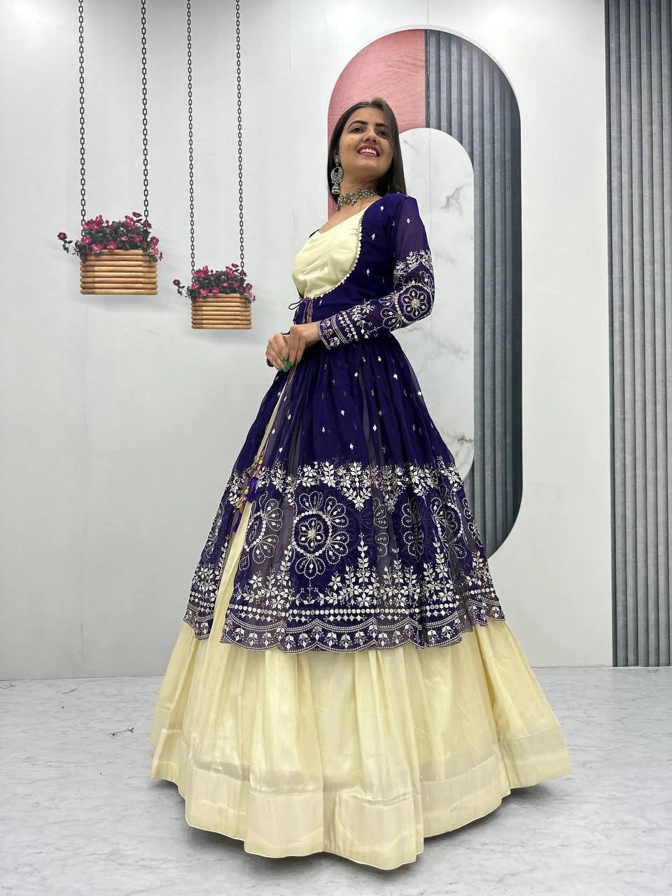 Festive Wear Simar Cosmos Lehenga Set with Heavy Embroidered Shrug
