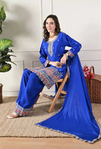 Premium Chinos Embroidered Farshi Plazzo Suit with Dupatta