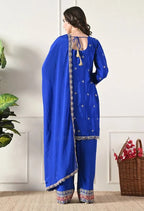 Premium Chinos Embroidered Farshi Plazzo Suit with Dupatta