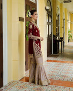 Festive Wear Faux Georgette Top Sharara Set with Dori & Sequence Embroidery
