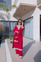 Luxury 9000 Velvet Suit Set with Real Mirror Work and Matching Batwa