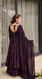 Festive Wear Roman Silk Anarkali Set with Heavy Embroidery Work