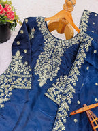 Premium Blue GMY Silk Top Plazzo Suit with Heavy Sequence Embroidery