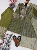 Luxury Embroidered Top & Plazzo Set with Fancy Patch Work Dupatta